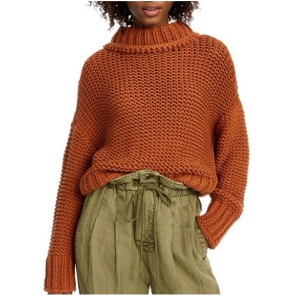 Free People My Only Sunshine Sweater Tuscan Earth Brown NWT Size S Oversized - Picture 2 of 11